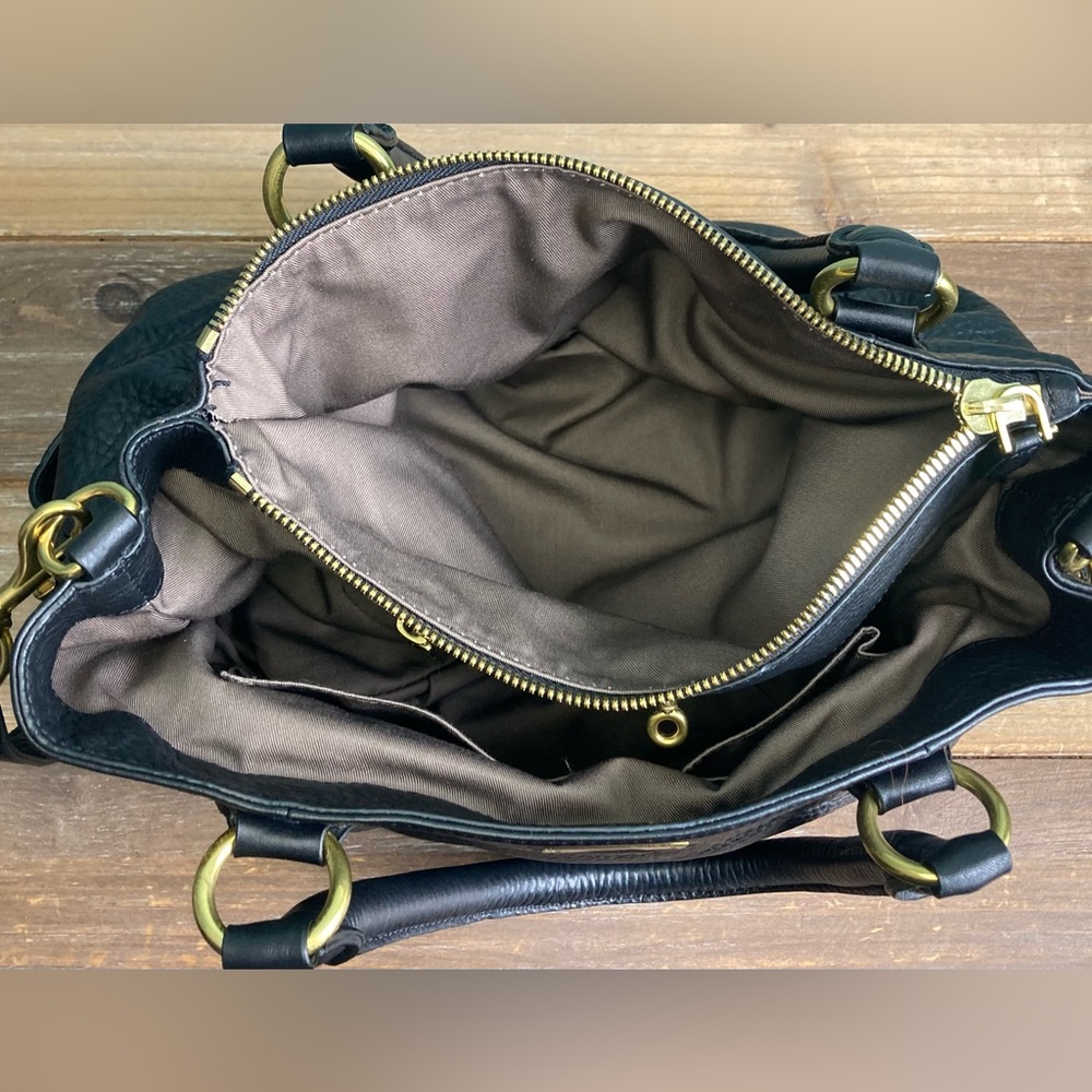 J. Crew Black Leather Turn Lock Satchel Bag - Picture 9 of 12